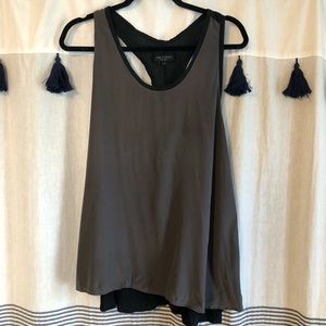 100% Silk Flowy Airy Gray & Black Rag & Bone New York Sz. 10 Tank Top Racerback